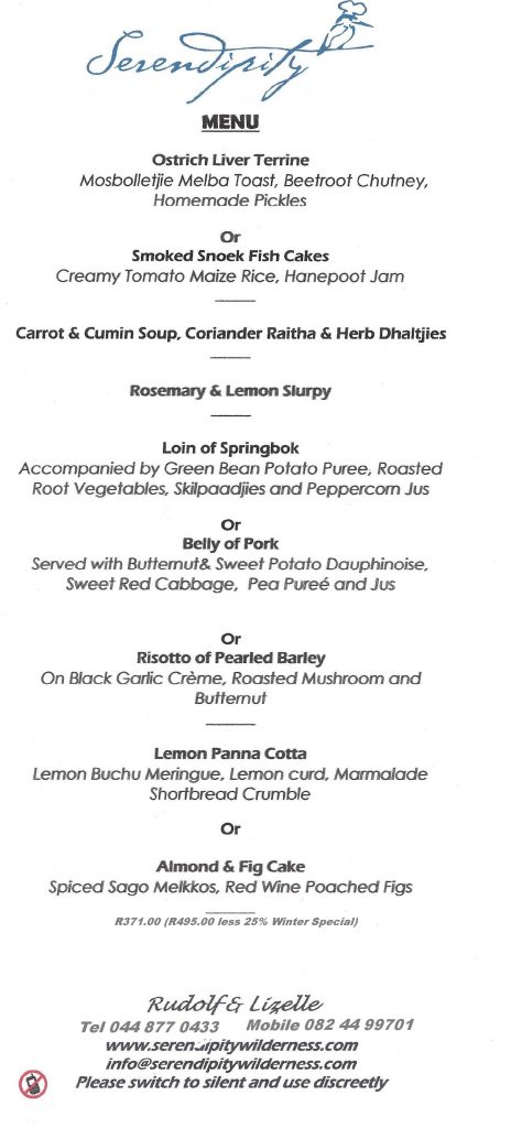 Serendipity Wilderness Restaurant | Luxury Guest House