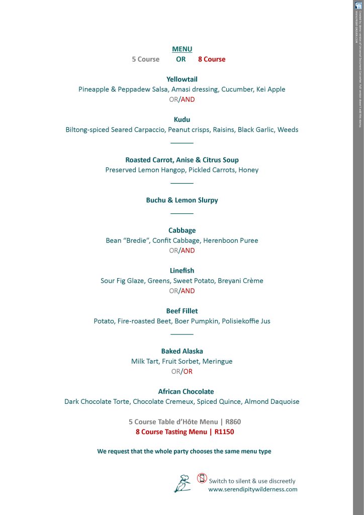 Serendipity Wilderness Restaurant | Luxury Guest House